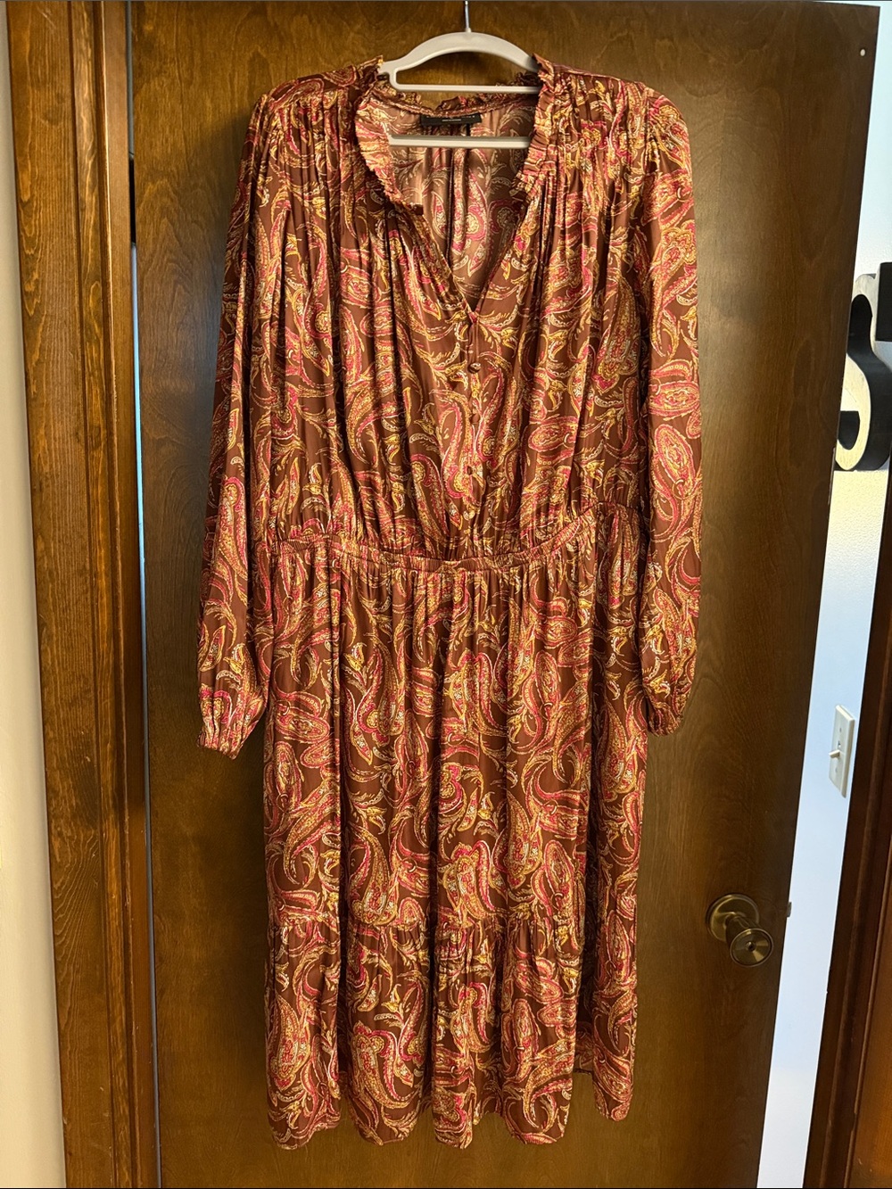 Lane Bryant Long Sleeve Paisley Midi Dress in Rust